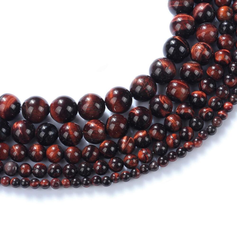 4917 8MM Red Tiger Eye Beads Round Smooth Natural Tigereye Stone Beads